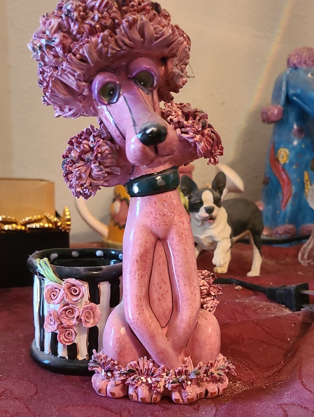 Pink Poodle Dog Figurine Toy - Decorative Pet Play Accessory